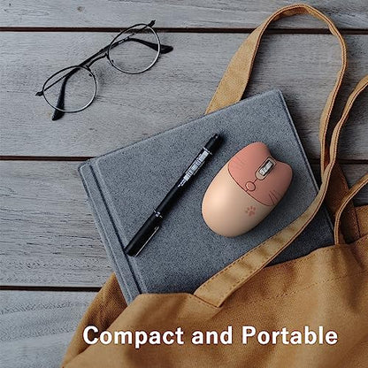 Wireless Compact Silent Mouse with Cute Cat Designs, 2.4GHz Plug and Play Wireless Opatical Mouse with USB Nano Receiver for Laptop/PC/Computer (Milk Tea Cat) - color: Milk Tea