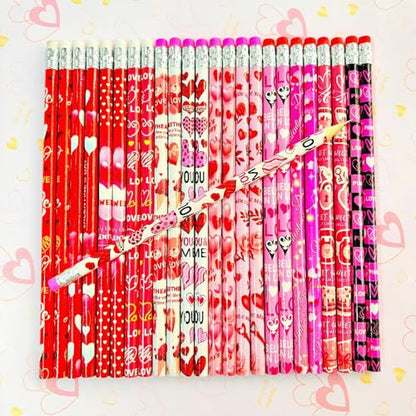 72PCS Valentine Wooden cased Pencils for Kids with Erasers, Wood Wedding Golf Pencils for School,Drawing,Gift (72PCS, Valentine's Day) - style: Valentine's Day