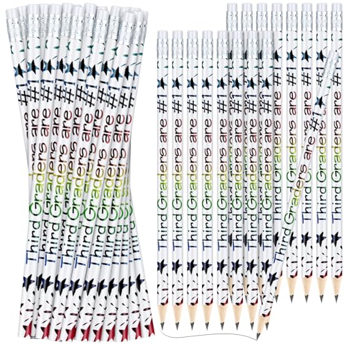 Tenceur 48 Pcs 3rd Graders Pencils Bulk Motivational Pencils with Erasers Inspirational Pencil with Back to School Supplies for Kids Student Teacher Classroom Reward - style: 3rd Graders