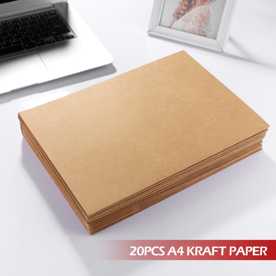 20pcs File Folders A4 Kraft Paper File Folder Brown Paper Presentation Document Pocket for Office School Home Arts Crafts Use