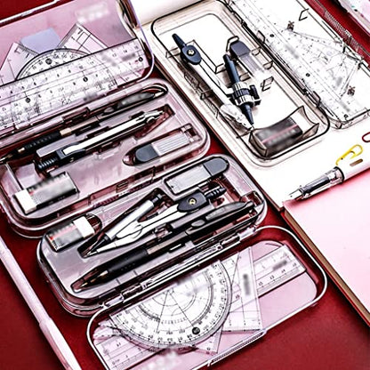 Drawing Compass Drafting Tools 8 Pieces of Mathematical Geometry Drawing Tools Metal Drawing Tools for Engineers and Students Supplies Compass and Protractor Set Math Ruler Kit(B) - size: B