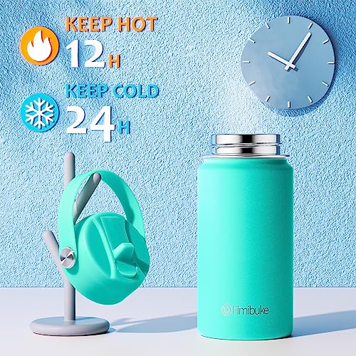 Fimibuke Kids Insulated Water Bottle, 14oz BPA FREE 18/8 Stainless Steel Travel Tumbler Double Wall Vacuum Leak Proof Kids Cup with Straw Metal Water Bottle for School Boys Girls(1 Pack, Turquoise) - color: B1. Turquoise
