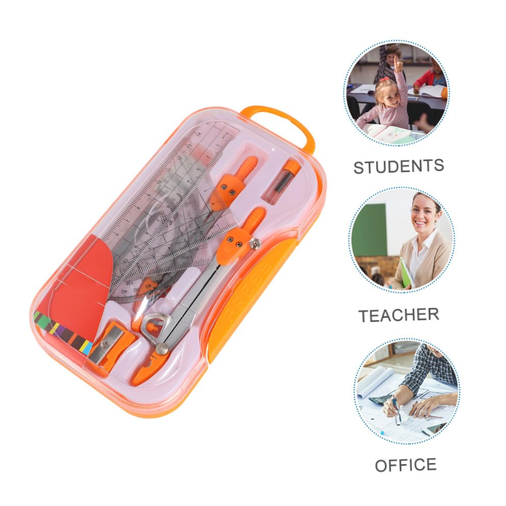 MAGICLULU Metal Drawing Compass Set for Students, 10pcs Geometry Drawing Kit with Math Rulers and Compasses, Sturdy Metal Material, Suitable for School Exams and Drafting Random Color