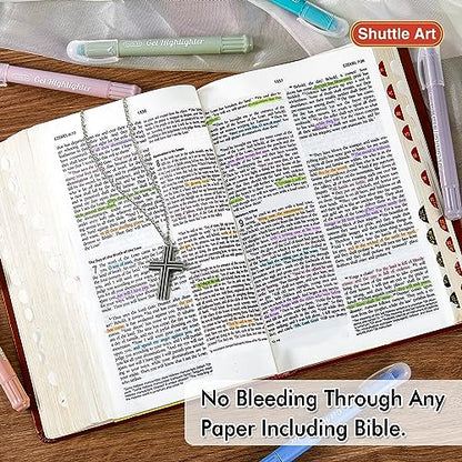 Shuttle Art Bible Highlighters and Pens No Bleed, 12 Dusty Colors Gel Highlighters No Bleed Through, Bible Journaling Supplies, Great for Journaling Highlighting and Studying - color: 12 Dusty Colors