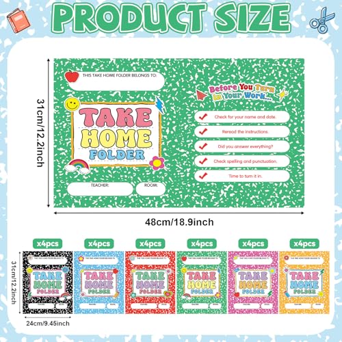 24PCS Homework Folders with 2 Pocket Back to School Take Home Folders Bulk for Students Letter Size Composition Notebook Classwork Organizer for Home Office Teachers Educational Supply 9.45 x 12.2 Inc - style: Composition