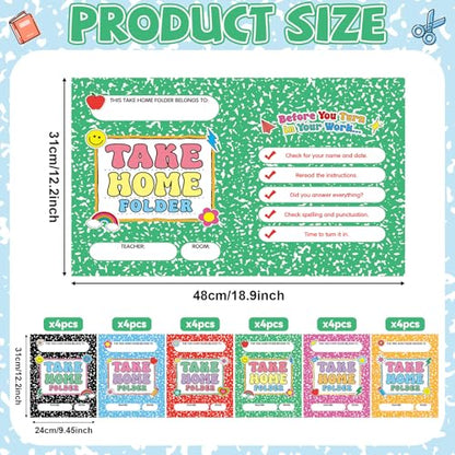 24PCS Homework Folders with 2 Pocket Back to School Take Home Folders Bulk for Students Letter Size Composition Notebook Classwork Organizer for Home Office Teachers Educational Supply 9.45 x 12.2 Inc - style: Composition