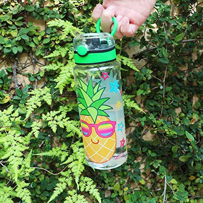 Cute Water Bottle for School Kids Girls, BPA FREE Tritan & Leak Proof & Easy Clean & Carry Handle, 23oz/ 680ml - Pineapple - color: Pineapple