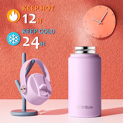 Fimibuke Kids Insulated Water Bottle, 14oz BPA FREE 18/8 Stainless Steel Travel Tumbler Double Wall Vacuum Leak Proof Kids Cup with Straw Metal Water Bottle for School Boys Girls(1 Pack, Lilac) - color: B14. Lilac