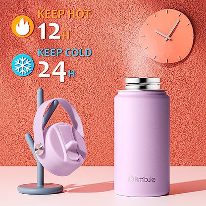 Fimibuke Kids Insulated Water Bottle - 14oz BPA-FREE 18/8 Stainless Steel Travel Tumbler Leak Proof Double Wall Vacuum Kids Cup with Straw Metal Water Bottle for School Boys Girls（2 Pack, Macaron） - color: B24. Macaron