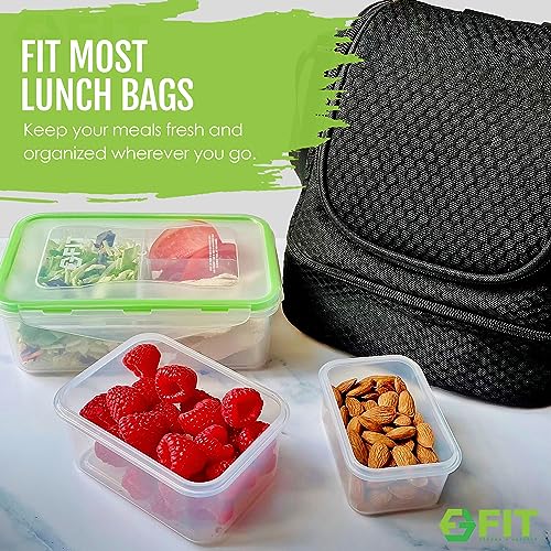 FIT Strong & Healthy Bento Box for Kids and Adults – Reusable Lunch Box Meal Prep Containers, Snack Boxes with Airtight Lid – Dishwasher, Freezer, Microwave Safe (Green, 7 Pack: 3×39oz, 2×17oz, 2×6oz) - size: 7 Pack, Multiple Sizes (39 oz, 17 oz, 6 oz)