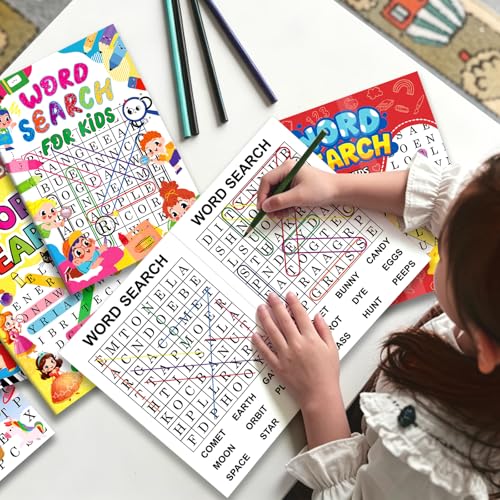 Elfew 20 Pack Bulk Small Word Search Puzzle Books for Kids Ages 4-8 8-10 | Over 2500+ Words, Answer Keys Included, Educational Vocabulary Activity Workbooks, Travel Screen Free Learning Games - style: 20 Word Search Book
