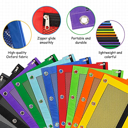 IKAYAS 20 Pack Pencil Pouch for 3 Ring Binder bulk Binder Pencil Pouch with Zipper, Pencil Pouches Pencil Bags for Classroom bulk Pencil Box Pencil Case for Storing School Students Teacher Supplies