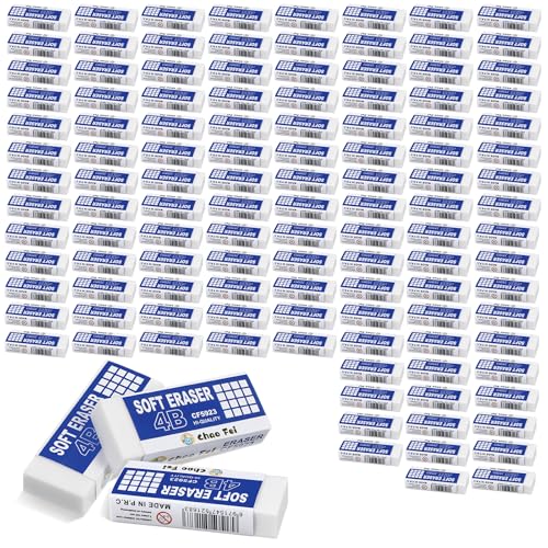 120 Pack White Erasers Bulk for Office, Office, Latex-Free Soft Erasers for Adult, Teachers as School Supplies