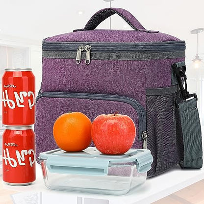 GYEUKHAM Unisex Insulated Lunch Bag, Purple, 10.2" x 7.5" x 9" - color: Purple