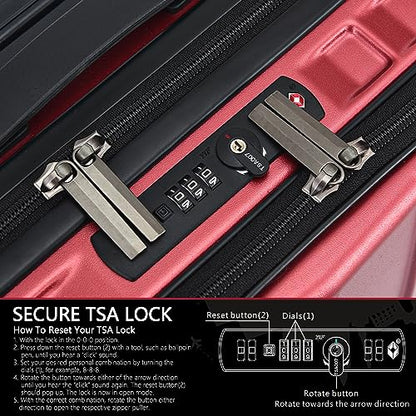 TydeCkare 16" Carry on Luggage with 2 Laptop Compartments, Lightweight Hardshell ABS+PC Suitcase with Dual Control TSA Lock, with YKK Zipper, 4 Spinner Silent Wheels, for Business Travel, Wine Red - color: Wine Red