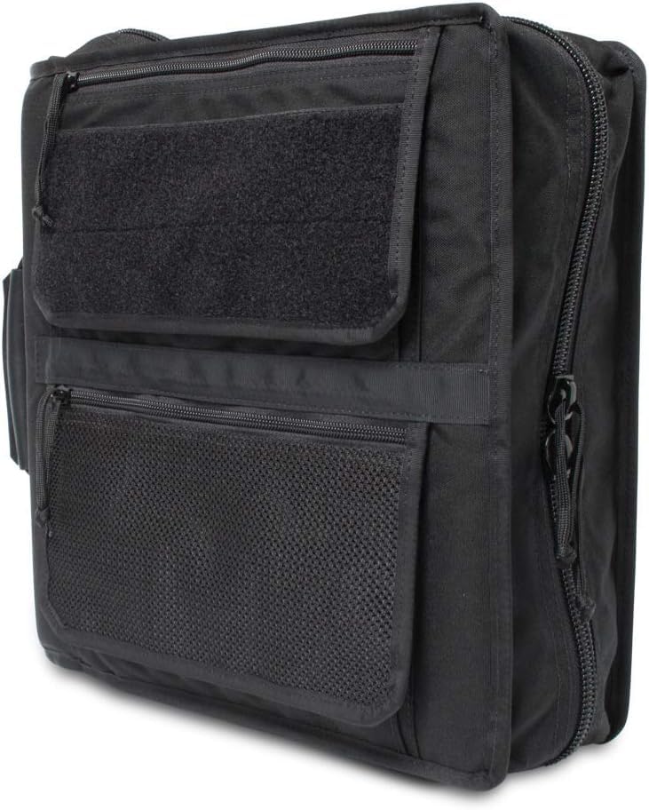 Tactical 3-Ring Binder Cover System, Zippered Padfolio Organizer Bag with leather handle (fits 1.5-2" Binders, Black) - color: Black, size: Fits 1.5-2" Binders