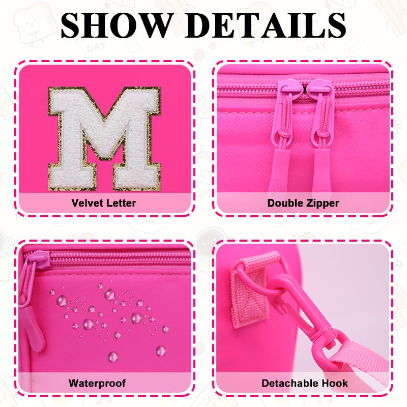 Lunch Box for Kids School Lunch Bag for Girls Teen Womens Work Travel Picnic Food Containers Cooler Carrier,Cute Large Insulated Lunch Tote Bags with Water Bottle Pocket Handheld Strap Pink M - color: 06-Pink M