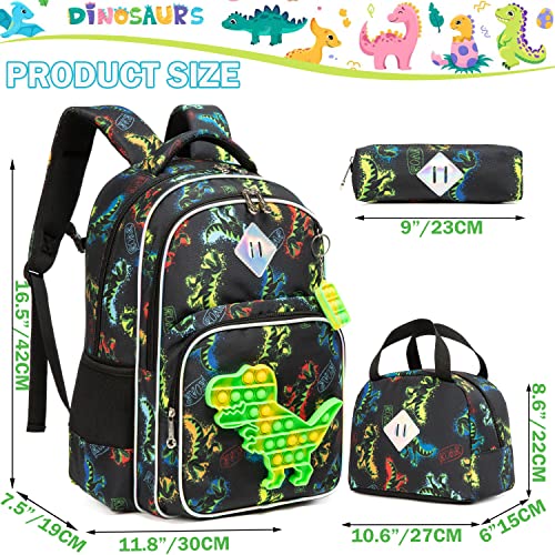 Backpack for Girls Elementary Preschool Kids Lunch Box for School - color: Boys Dinosaur Bag