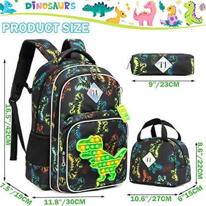 Backpack for Girls Elementary Preschool Kids Lunch Box for School - color: Boys Dinosaur Bag
