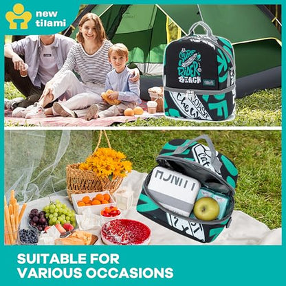 NEW TILAMI Kids Lunch Bag Double Insulated for tilami Rolling Backpack Girls Boys forTravel School Picnic, Vibrant Teal - color: Vibrant Teal