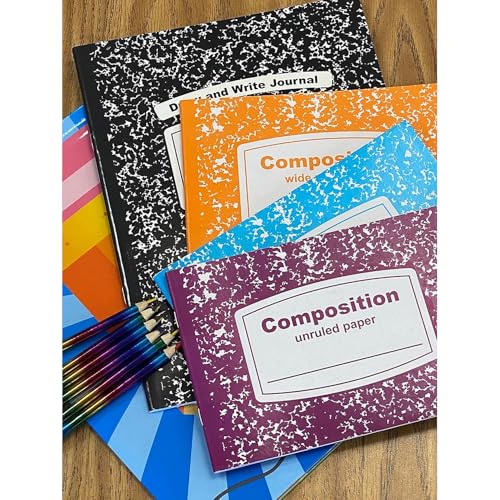 Fun Express Draw and Write Composition Notebook for Kids 12 Pack | Half Size Primary Journal, Picture Space for Drawing and Writing, Kindergarten Classroom Must Haves, School Supplies K-2