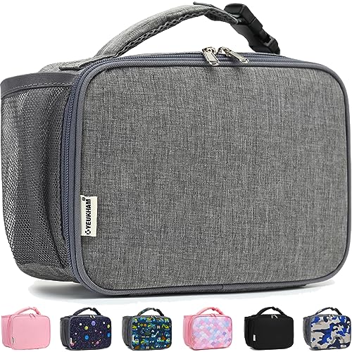 GYEUKHAM Insulated Lunch Box for School, Thermal Reusable Durable Freezable Lunch Bags for Kids Boys Girls Men Women - Small Soft Cooler Portable Lunch Tote Kit for Work Picnic Travel,Grey - color: Gray