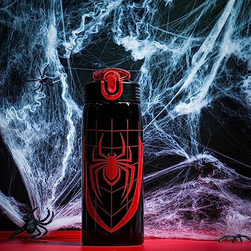 Zak Designs Marvel Spider-Man Water Bottle for Travel and At Home, 19 oz Vacuum Insulated Stainless Steel with Locking Spout Cover, Built-In Carrying Loop, Leak-Proof Design (Miles Morales) - color: Marvel Spider-Man