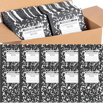 Fainne 60 Pack Composition Notebooks College Ruled A5 Composition Notebook Bulk Marble Notebooks 30 Sheets (60 Pages) for Student Journal Classroom Office School Supplies(Black Color) - color: Black Color