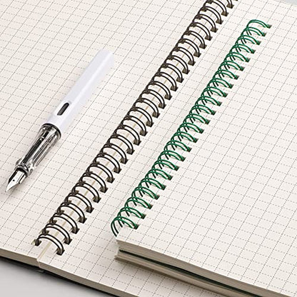 EMSHOI Graph Grid Journal Notebook, 2 Pack, 320 Pages, B5 (7.4" x 10") | 100 GSM Thick Paper, Flexible Plastic Cover, Spiral-bound, for School, Student, Note Taking, Engineering (Brown & Green) - color: Brown Green, style: B5-Graph