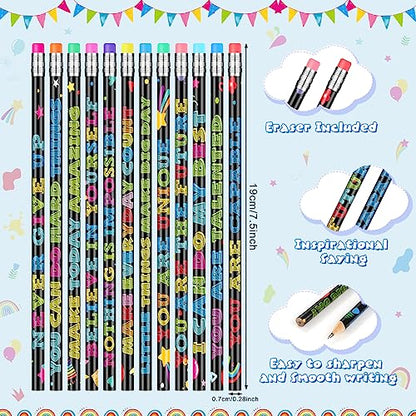 100 Pcs Motivational Pencils Bulk, Fun Inspirational School Pencils for Classroom, Cute Wood Pencils with Encourage Positive Sayings, Back to School Supplies for Kids Student Teacher Classroom Reward - size: 100 Count (Pack of 1)