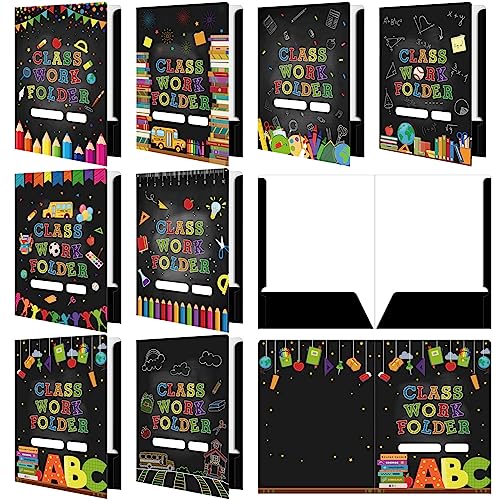 Yeaqee 32 Pcs Classwork Folders Homework Folders for Students Classwork Pocket Folder Portfolio Folder Homework Organizer for Classroom School Teachers Gifts Educational Supplies(Blackboard) - style: Blackboard