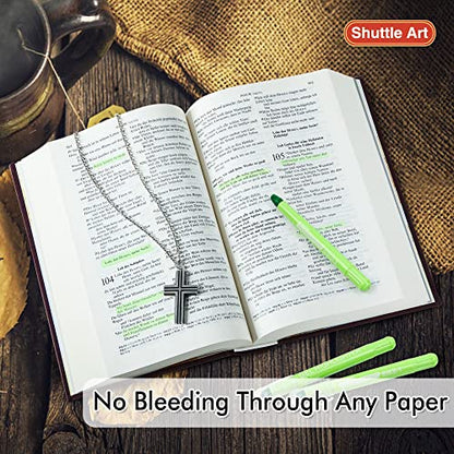 Shuttle Art 5 Pack Green Gel Highlighters,Bible Highlighters,No Bleed Through, Bible Journaling Supplies,Great for Journaling, Highlighting and Studying - color: Green