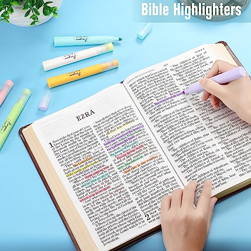 FINPAC Bible Highlighters, 6-Pack Aesthetic Highlighters, Chisel Tip No Bleed Fast-dry Markers Pen for Bible Study Journal Planners Drawing Notebook