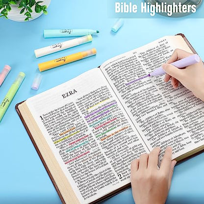 FINPAC Bible Highlighters, 6-Pack Aesthetic Highlighters, Chisel Tip No Bleed Fast-dry Markers Pen for Bible Study Journal Planners Drawing Notebook