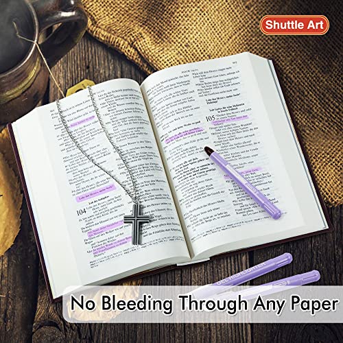 Shuttle Art 5 Pack Purple Gel Highlighters,Bible Highlighters,No Bleed Through, Bible Journaling Supplies,Great for Journaling, Highlighting and Studying - color: Purple