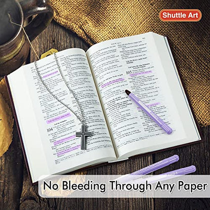 Shuttle Art 5 Pack Purple Gel Highlighters,Bible Highlighters,No Bleed Through, Bible Journaling Supplies,Great for Journaling, Highlighting and Studying - color: Purple