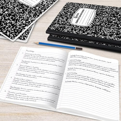 Rosmonde 1000 Pack Composition Notebooks Bulk, College Ruled, Black Marble | Pallet of Notebooks, 200 Pages (100 Sheets), 9-3/4 x 7-1/2, Bulk Notebooks for School, College & Office, 4-7 Days Transit - size: 1000 Pack | Express Pallet, style: Black Marble