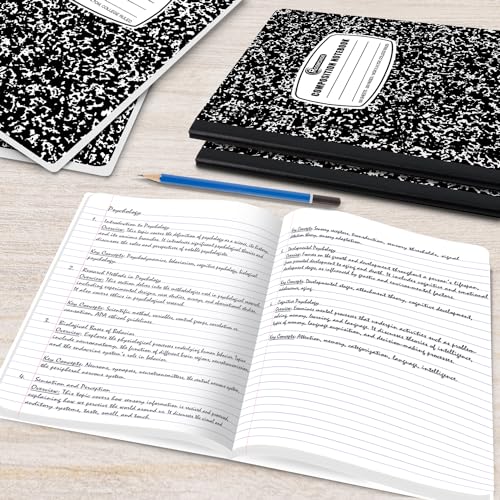 Rosmonde 12 Pack Composition Notebook College Ruled Bulk, 200 Pages (100 Sheets), 9-3/4 x 7-1/2, Hard Cover College Ruled Notebook Bulk, Black Marble Composition Notebook College Ruled, Bulk Notebooks - size: 12 Pack, style: Black Marble