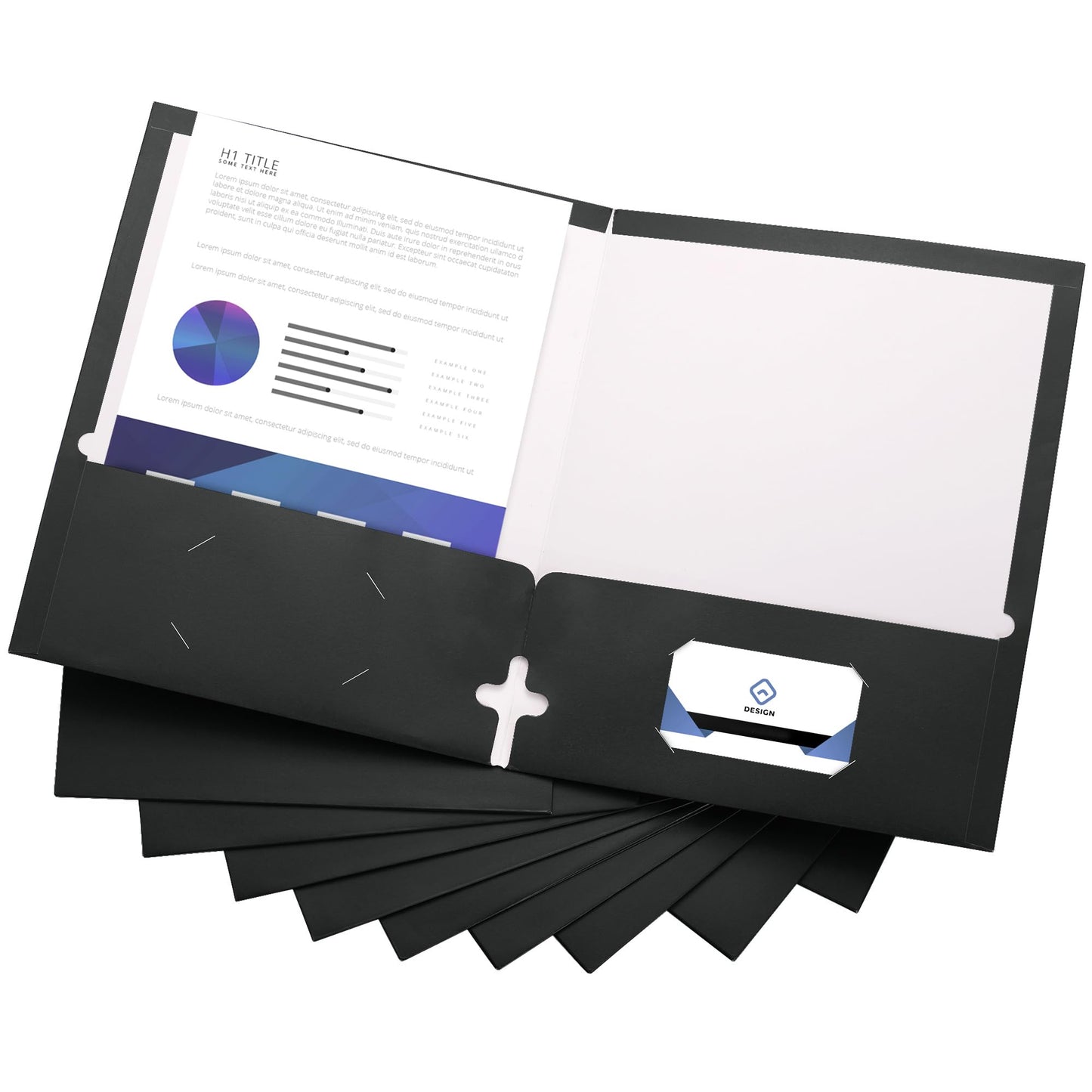 10 Pack Two Pocket Folders, Black, Strong Thick Paper Folders, for Letter Size, by ACTIVITYya - color: Black