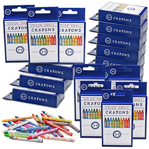 Color Swell Bulk Crayon Pack - 18 Boxes of 24 Vibrant Colored Crayons of Teacher-Quality Classroom Pack - Crayons in Bulk | Vibrant Colored, Teacher-Quality, Classroom Pack - size: 18 Pack | 432 Crayons
