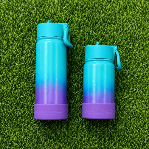 CHILLOUT LIFE 17oz Kids Insulated Stainless Steel Water Bottle with Leak Proof Straw Lid & 144 Stickers - color: Mermaid Sparkle, style: 17 oz