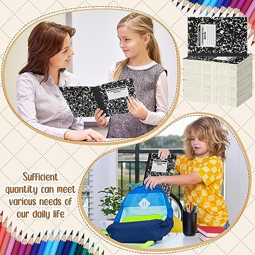 Fainne 100 Pack A5 Composition Notebooks Bulk College Ruled Composition Notebooks Marble Covers Notebook for Student Classroom Office Supplies 30 Sheet/60 Page(Black) - color: Black
