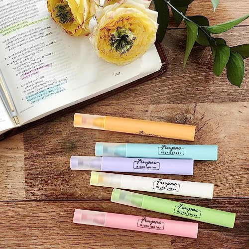 FINPAC Bible Highlighters, 6-Pack Aesthetic Highlighters, Chisel Tip No Bleed Fast-dry Markers Pen for Bible Study Journal Planners Drawing Notebook