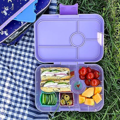Yumbox Tapas Leakproof Bento Box, 4 Compartments, Seville Purple | Large 4.2-Cup Capacity | Sandwich-Friendly| Removable Compartment Tray | Easy-Open Single Latch | Ideal for Teens & Adults - color: Seville Purple Rainbow