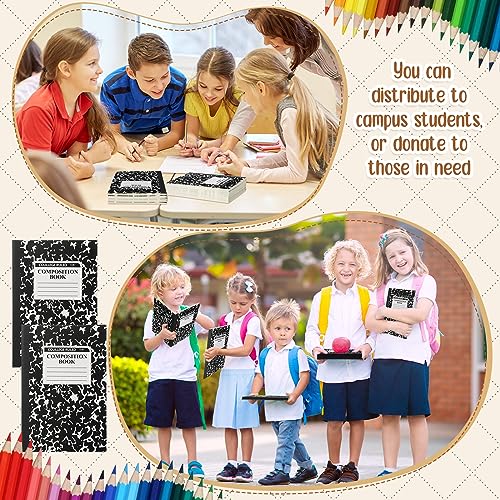 Fainne 100 Pack A5 Composition Notebooks Bulk College Ruled Composition Notebooks Marble Covers Notebook for Student Classroom Office Supplies 30 Sheet/60 Page(Black) - color: Black