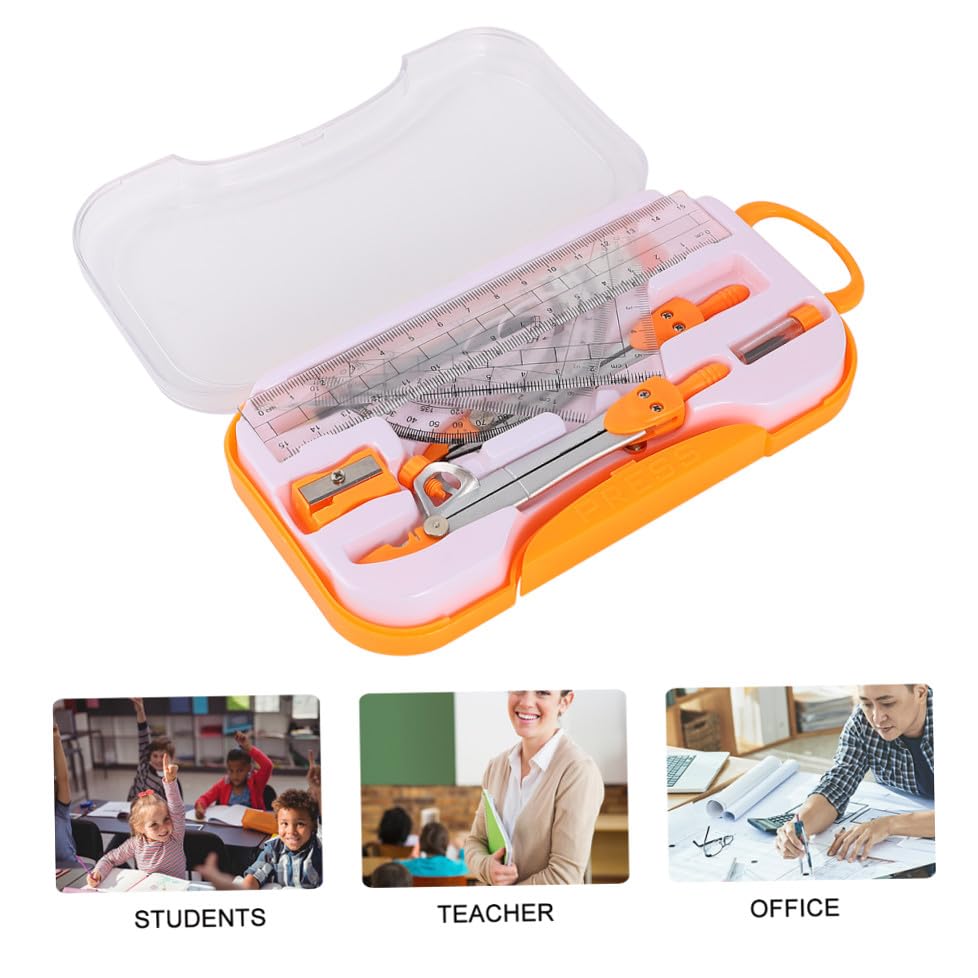 Metal Compass Drawing Tool Set 10pcs Geometry Ruler Kit for Students with Math Drawing Compasses Suitable for School Exams and Drafting Random Color