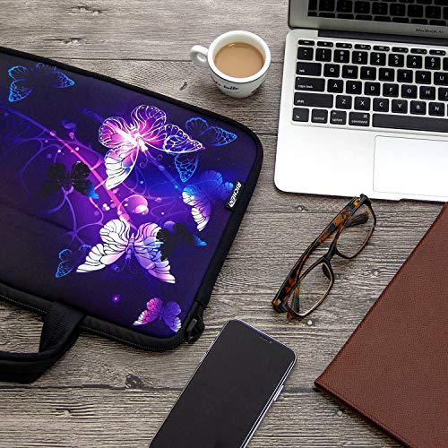 RICHEN 14 15 15.4 15.6 inch Laptop Shoulder Bag Notebook Handle Sleeve Neoprene Soft Carrying Travel Case with Accessories Pocket (14-15.6 inch, Butterflies) - color: Butterflies, size: 14-15.6 inch