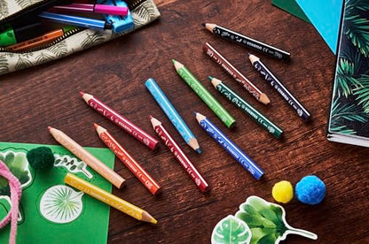 STABILO Trio thick short Animal Vibes - Triangular Colouring Pencil - Pack of 12 - Assorted Colours - style: Trio thick short