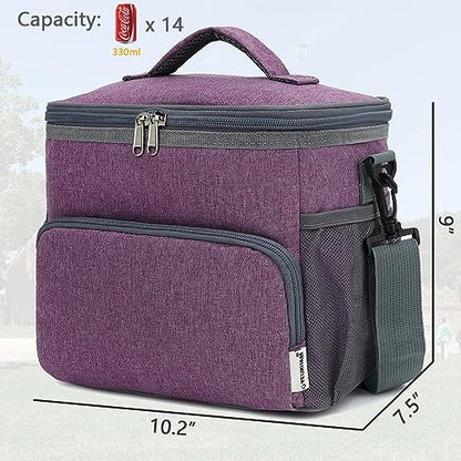 GYEUKHAM Unisex Insulated Lunch Bag, Purple, 10.2" x 7.5" x 9" - color: Purple