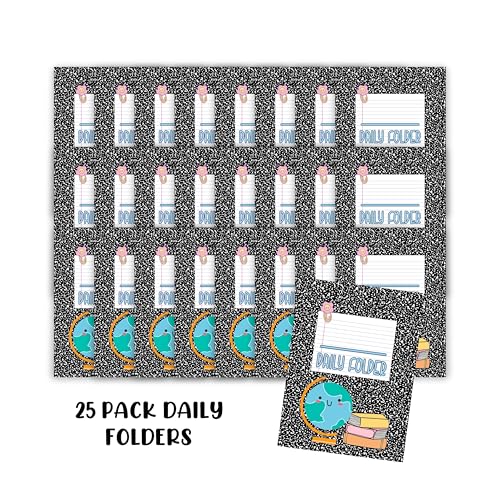Daily School Take Home Folder with Pockets Leave at Home Bring it Back Labels to Class 25pk 12x9” Classroom Teacher Bulk Supply Elementary School